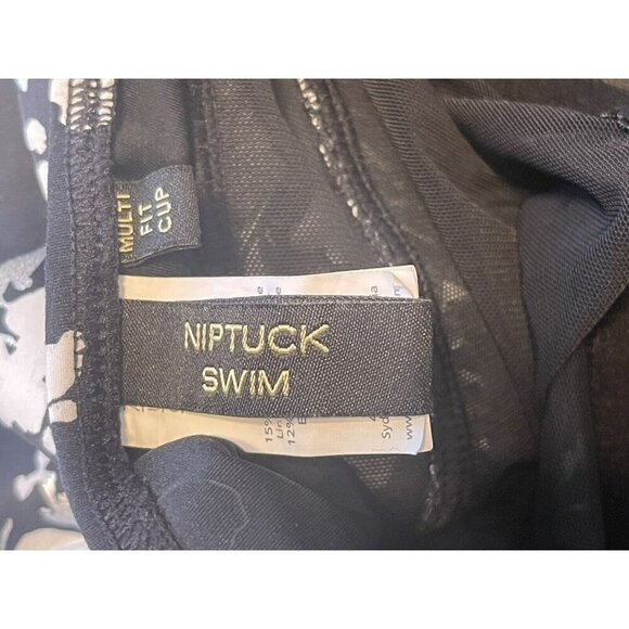Niptuck Swimsuit One Piece Navy White Gold Floral 8 Multi Fit Cup Support gather - Picture 6 of 9